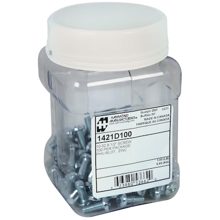 Hammond 10-32 Pan Head Screw, 100-Count 1421D100